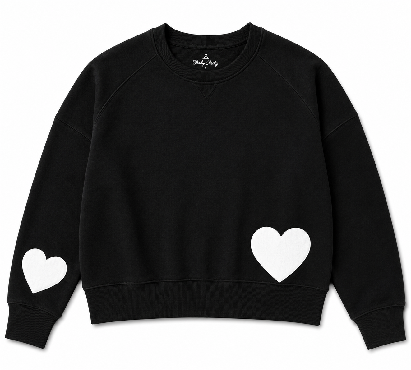 Fleece Long Sleeve Heart Stamped Crew Sweatshirt