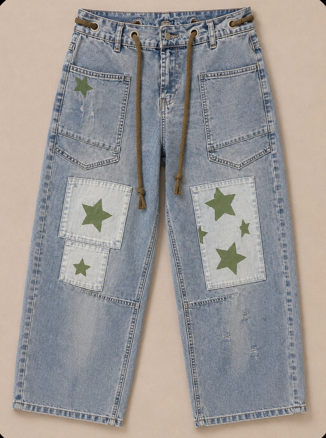 Olive Star Screened Jeans