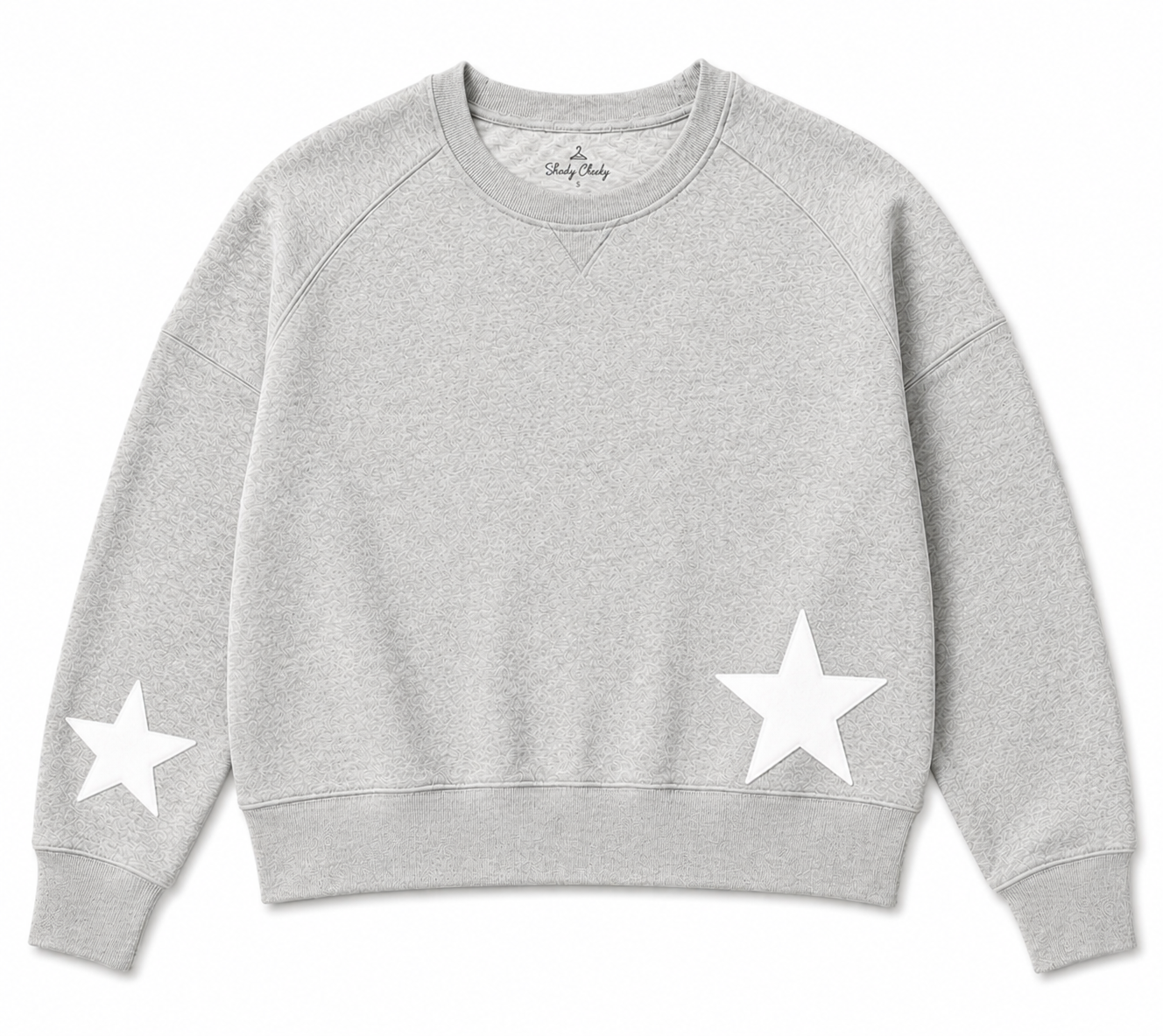 Fleece Long Sleeve Star Stamped Crew Sweatshirt