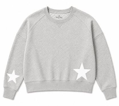 Fleece Long Sleeve Star Stamped Crew Sweatshirt