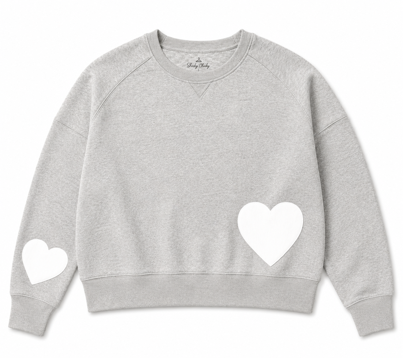 Fleece Long Sleeve Heart Stamped Crew Sweatshirt