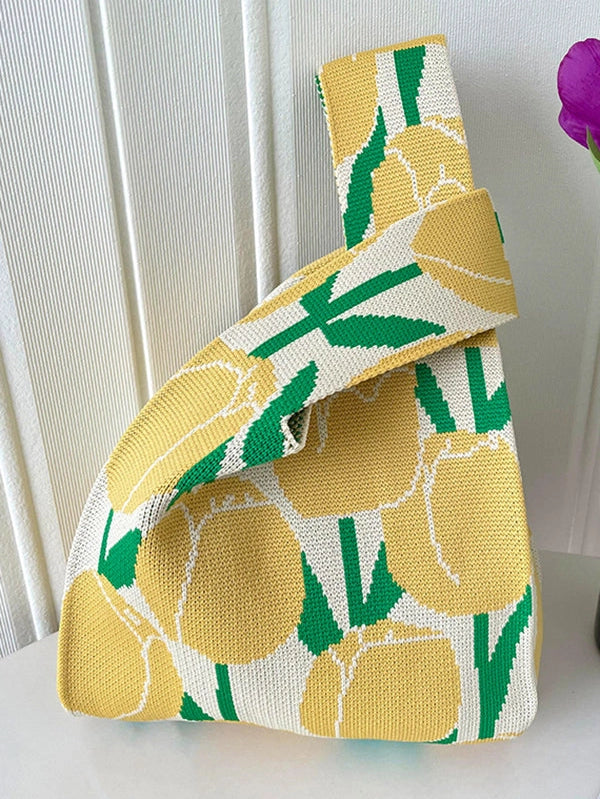 Yellow Tulip Knit Tote