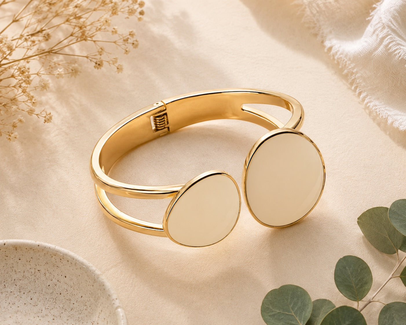 Golden Disc Cuff Bracelet