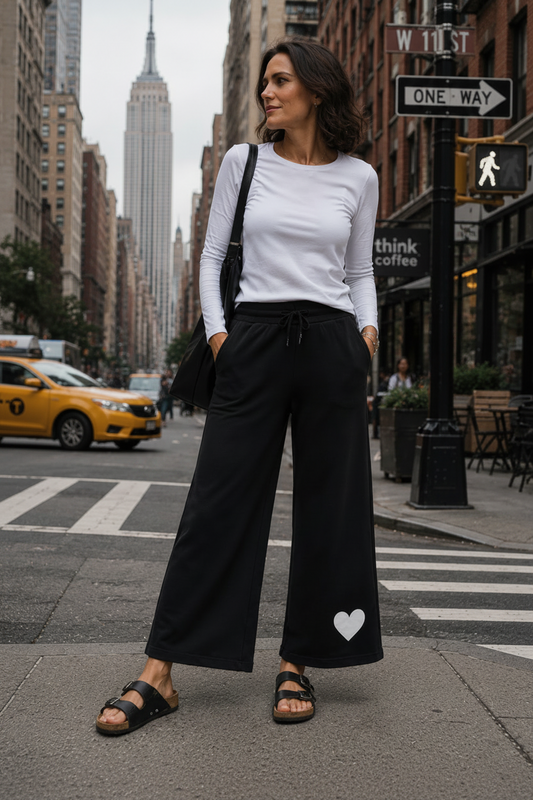Heart Stamped Fleece Lounge Pants