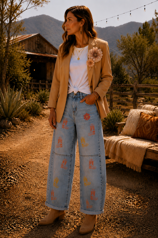 Retro Cowboy Boot Denim Jeans