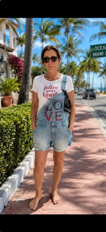 Follow Your Heart Love Denim Shortalls