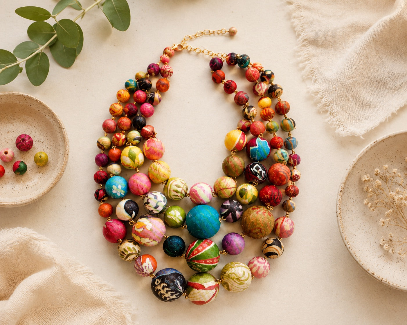 Carnival Charm Beaded Statement Necklace