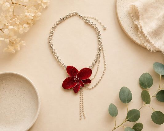 Crimson Flutter Statement Necklace