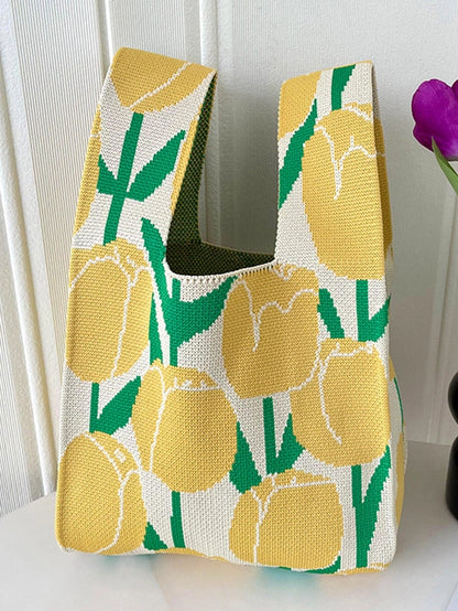 Yellow Tulip Knit Tote
