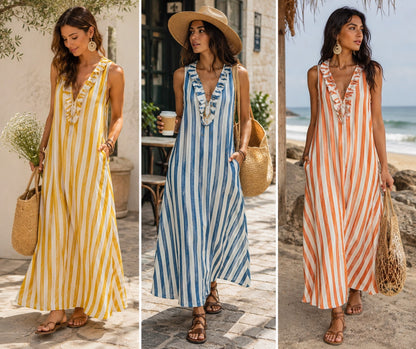 Charlie Coastal Stripe Maxi Dress