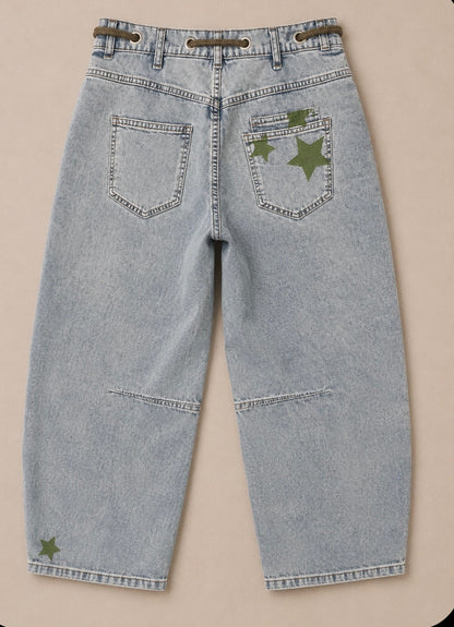 Star Screened Olive Jeans